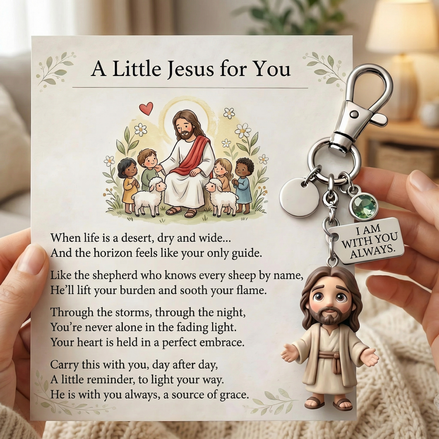 "A Little Jesus for You" - Comforting Pocket Reminder Keychain & Poem Card Gift Set ππ