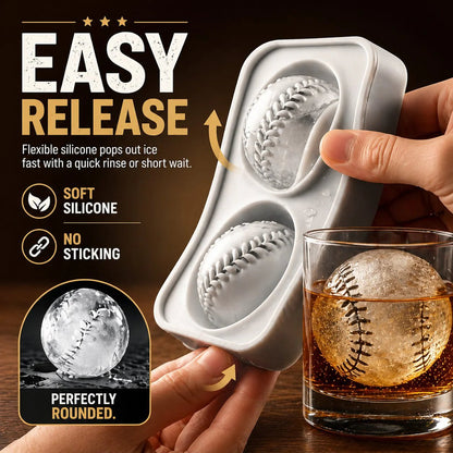 Baseball Ice Mold – Slow‐Melting Silicone Sphere Tray for Whiskey, Cocktails & More ⚾🧊